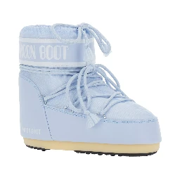 Light blue ankle boots with logo lettering and lace-up closure in tech fabric for women