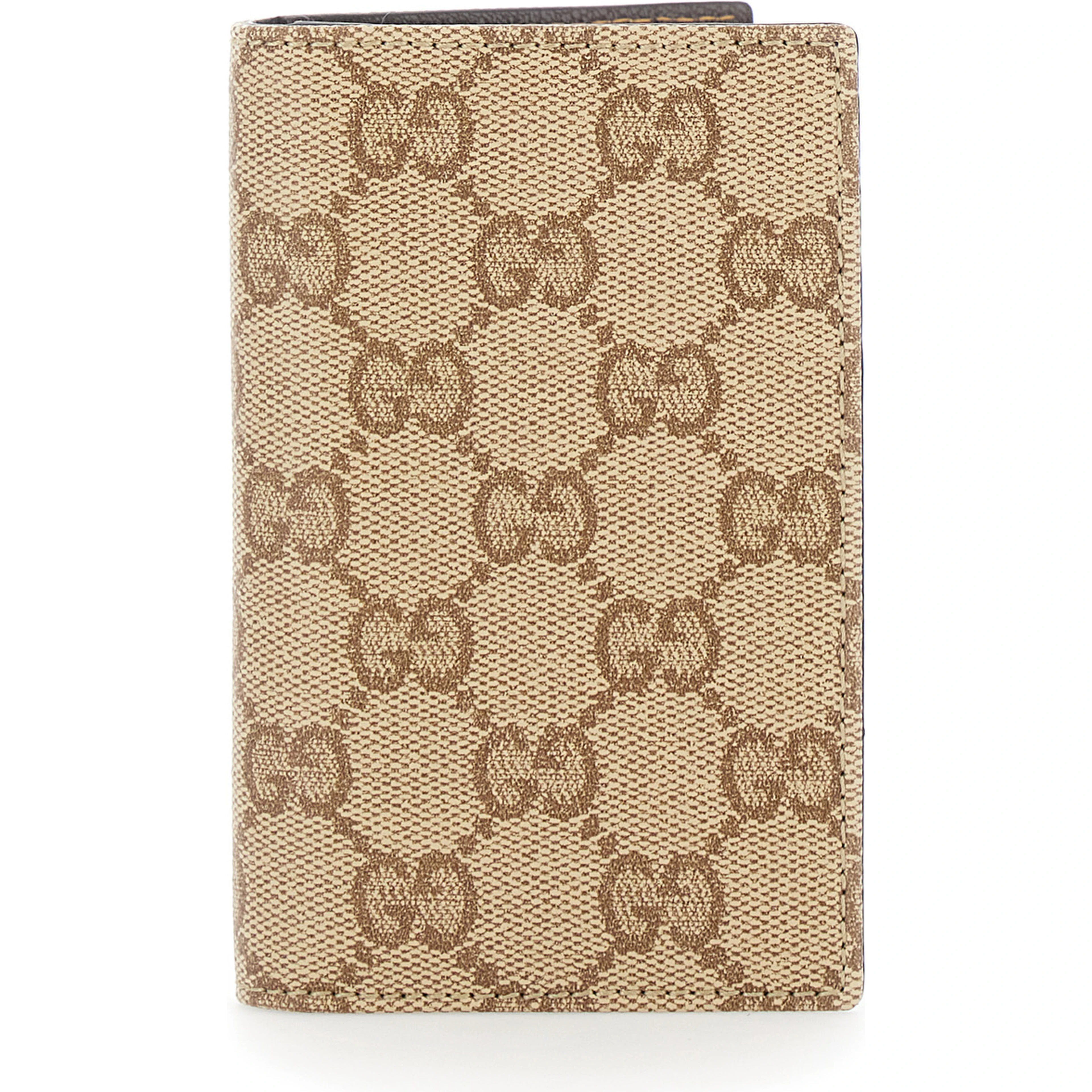 Beige Wallet with logo lettering inside in GG Canvas and Leather for Men