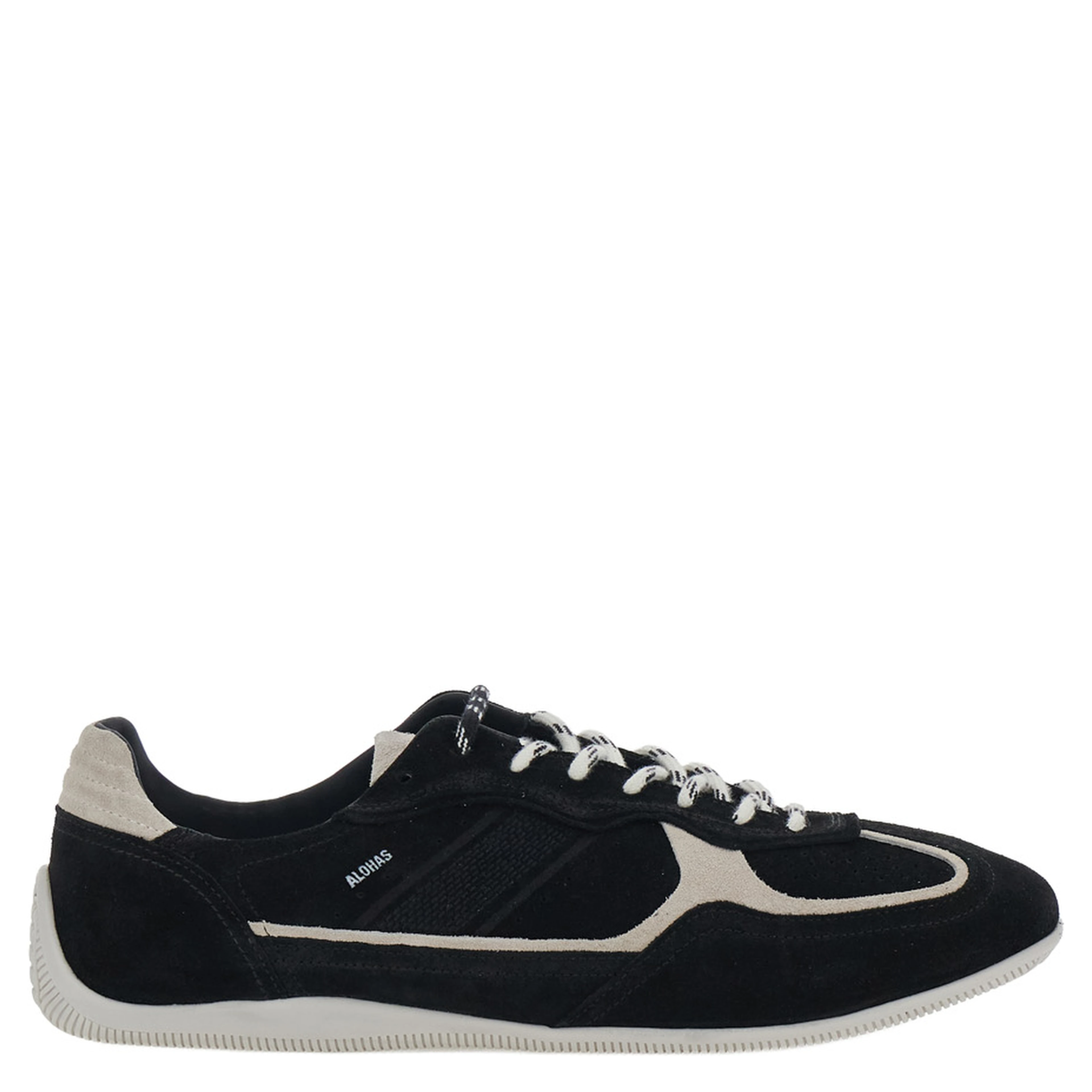 Black Low top sneakers with Contrasting details and logo patch on the tongue in suede for men