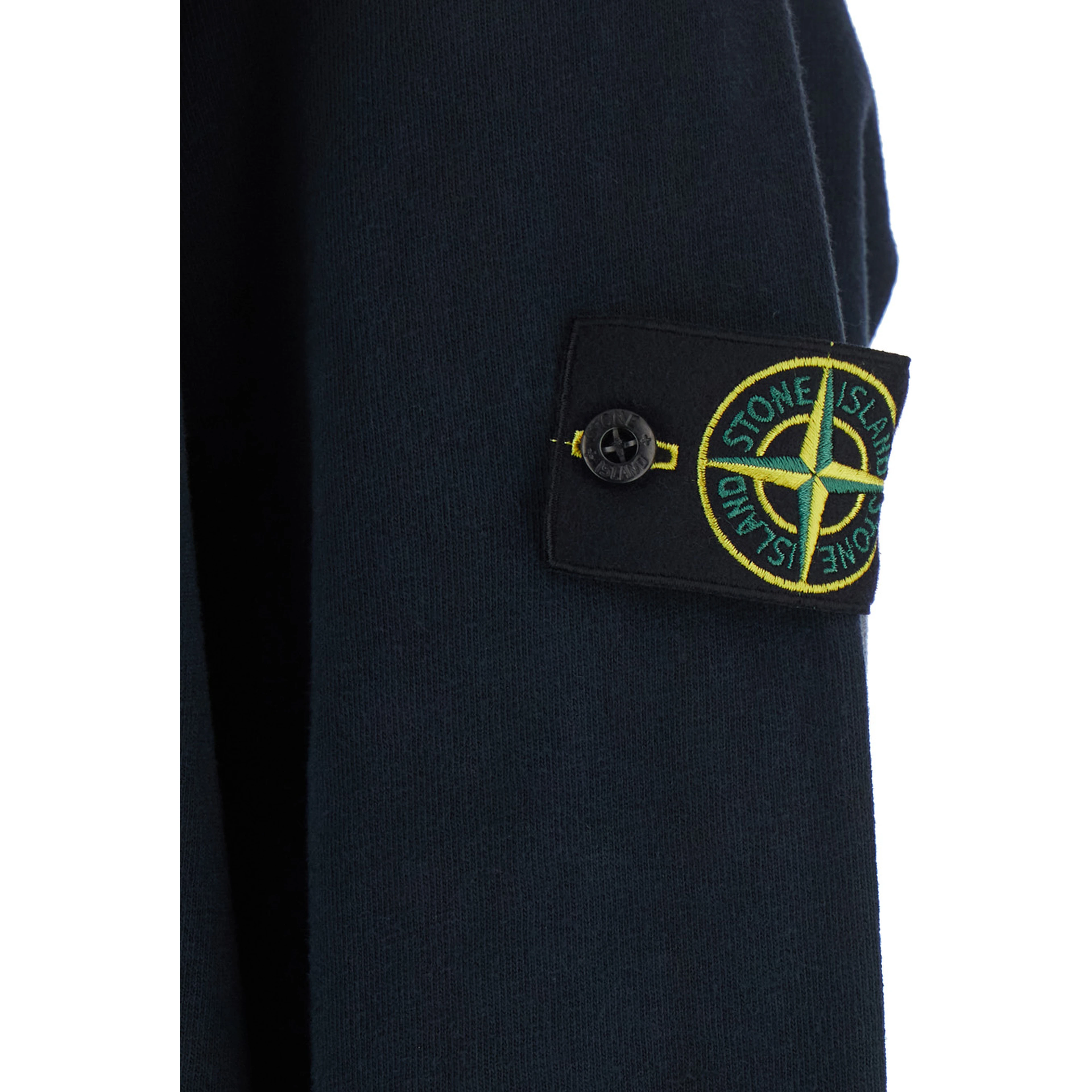 Blue Crewneck Sweatshirt with Dropped Shoulders and Logo Patch on the Sleeve in Cotton for Men