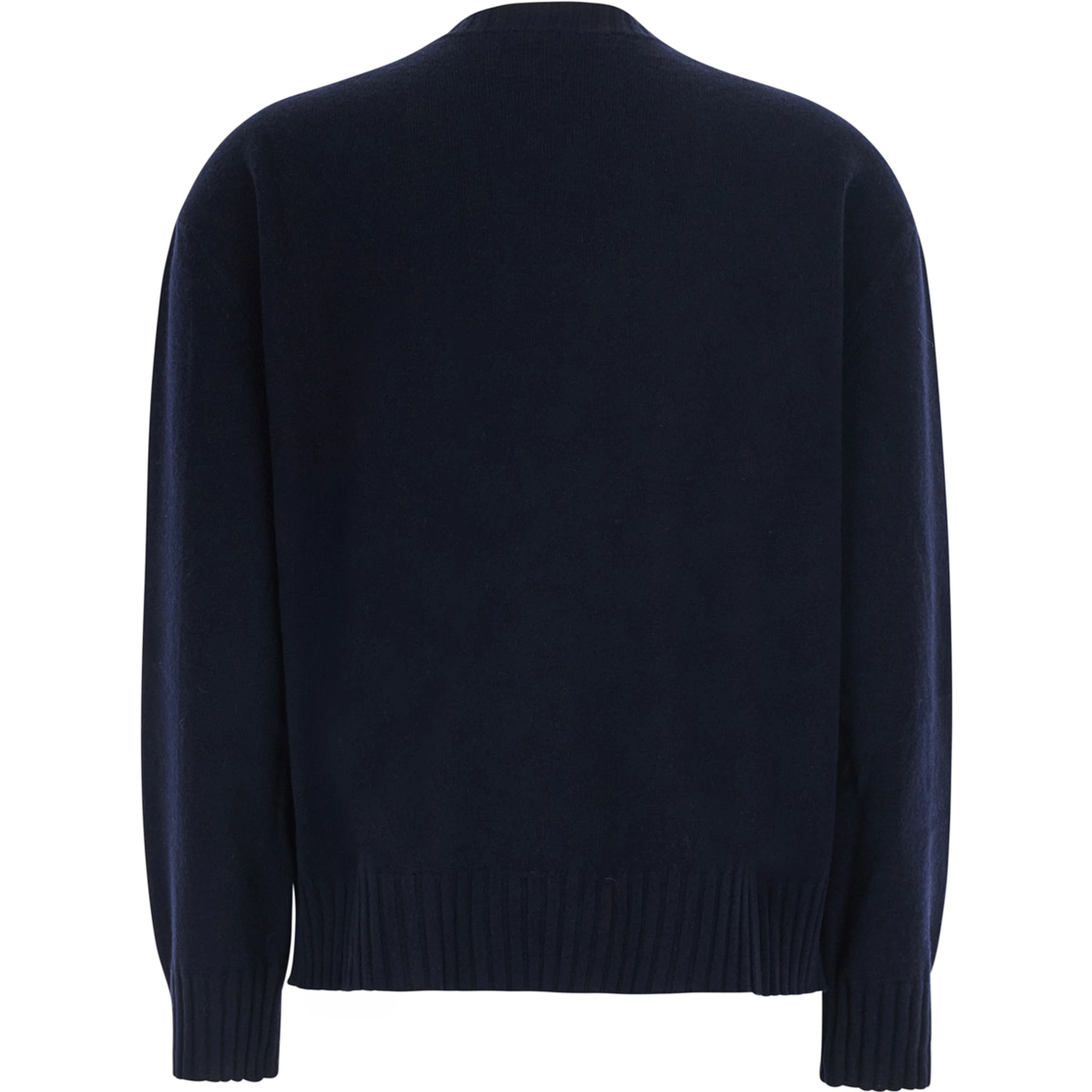 blue sweater with round neck and rhinestone details in wool and silk Blend women
