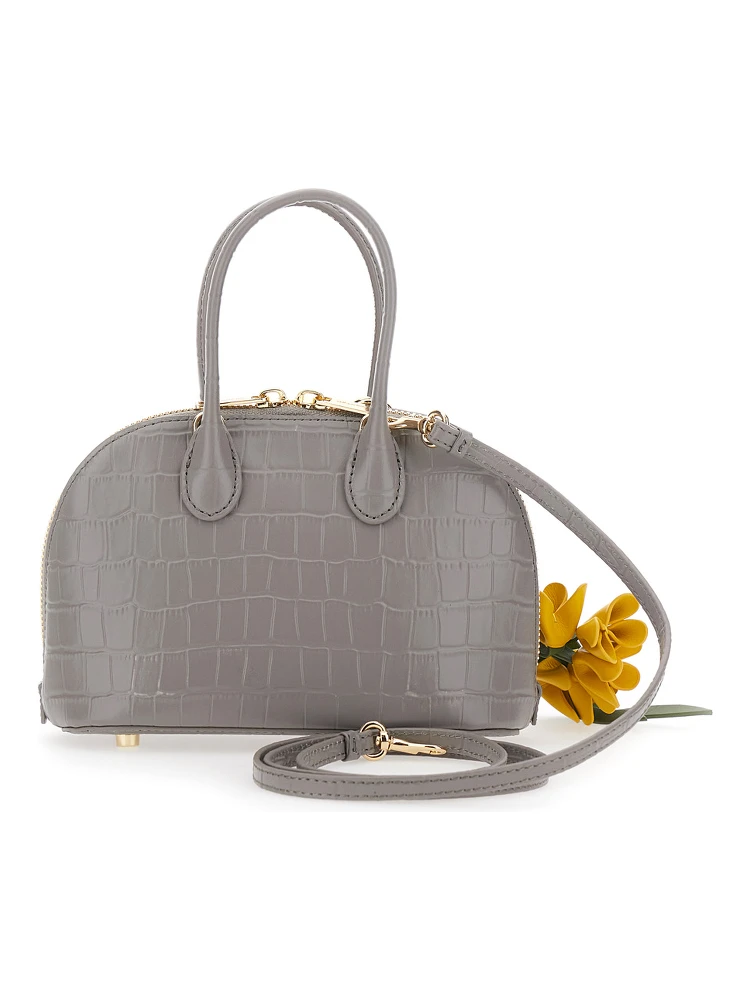 Gray Mini Bag with Adjustable and Removable Shoulder Strap and Charm on the Front in Leather for Women alternative