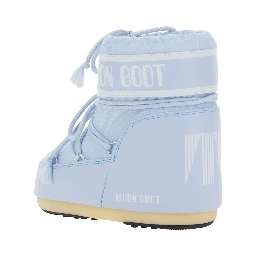 Light blue ankle boots with logo lettering and lace-up closure in tech fabric for women