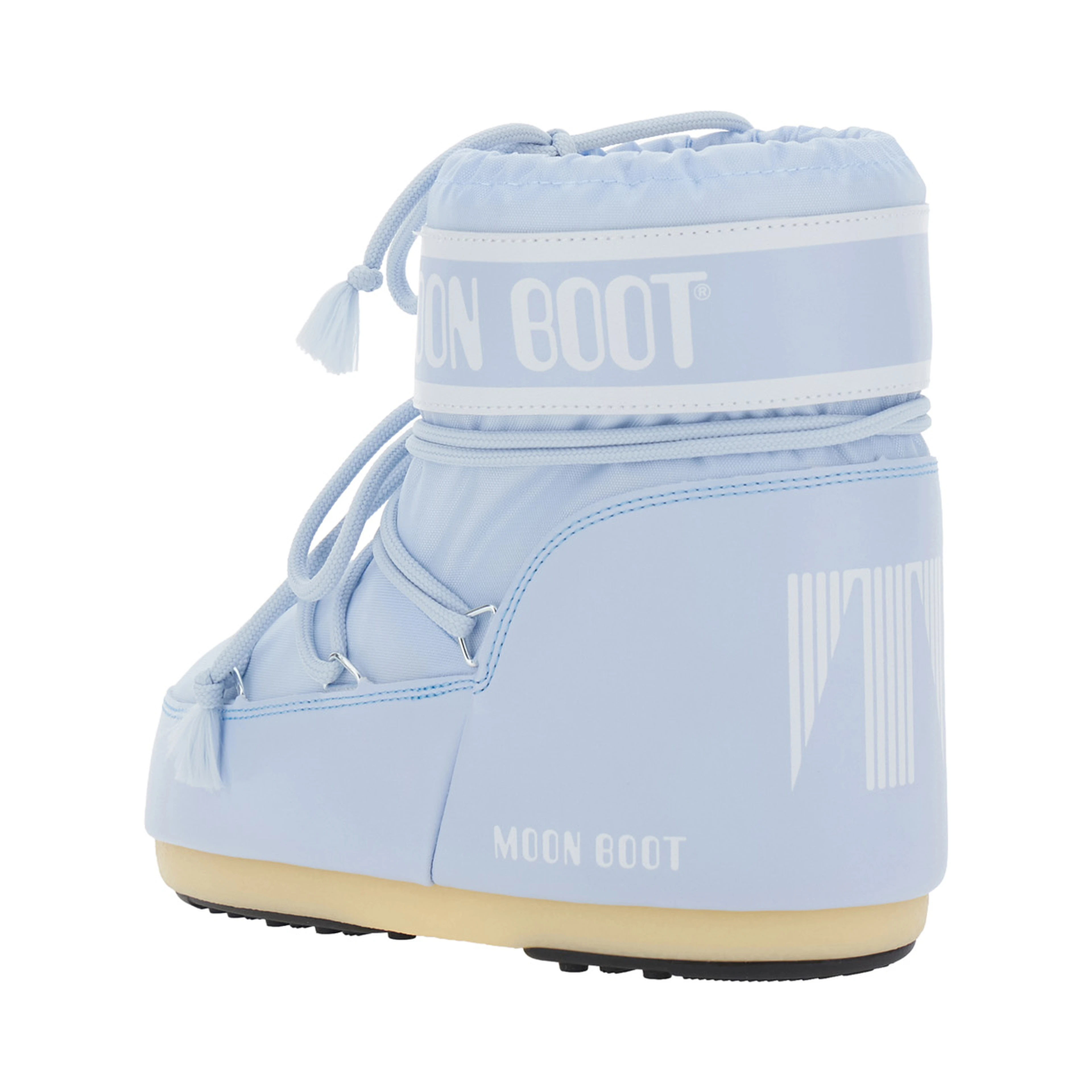 Light blue ankle boots with logo lettering and lace-up closure in tech fabric for women