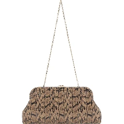 Skylar Brown Clutch with Leather Snake Motif in leather for Women