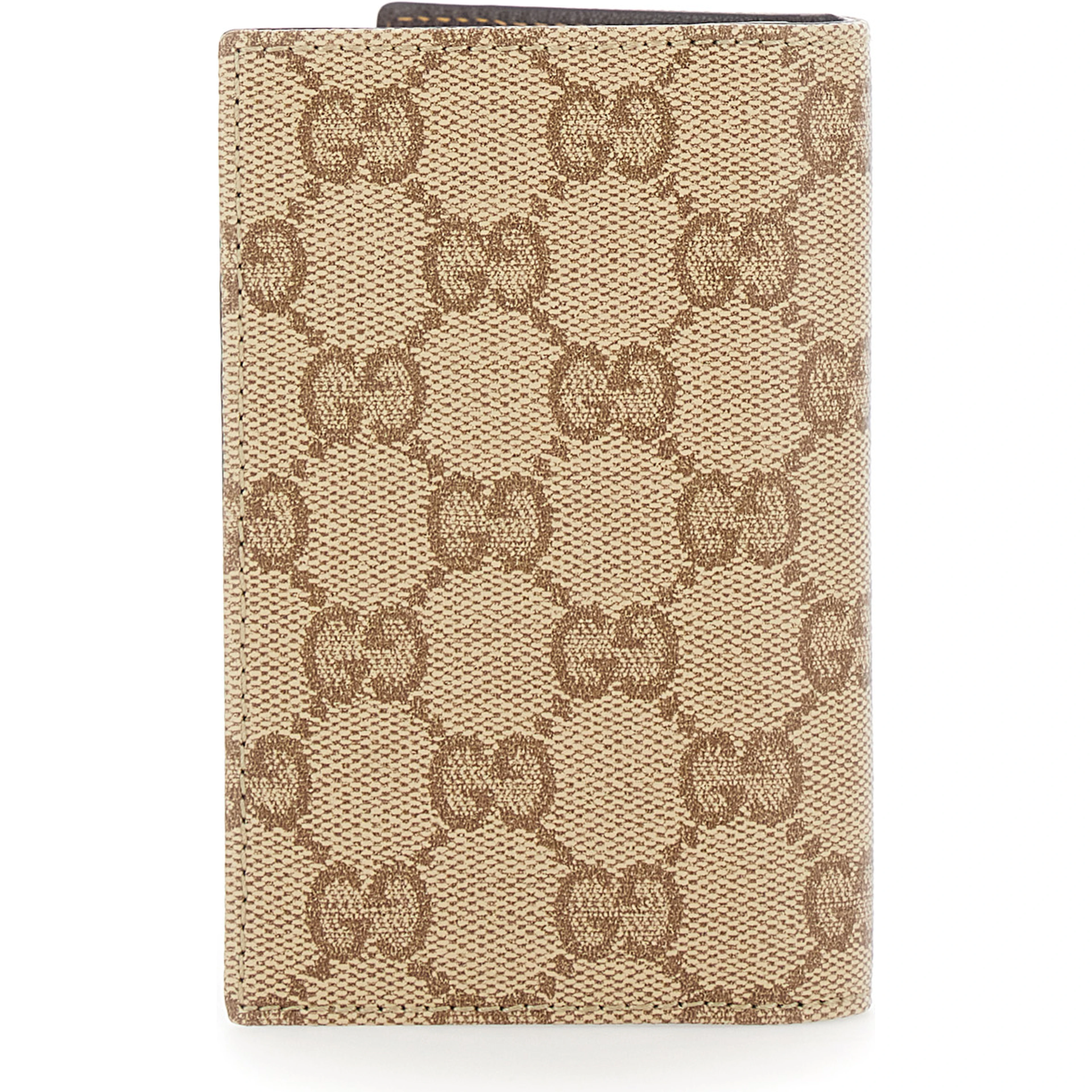 Beige Wallet with logo lettering inside in GG Canvas and Leather for Men