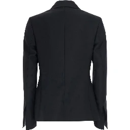Black Jacket with Notched collar in Wool Blend for Women