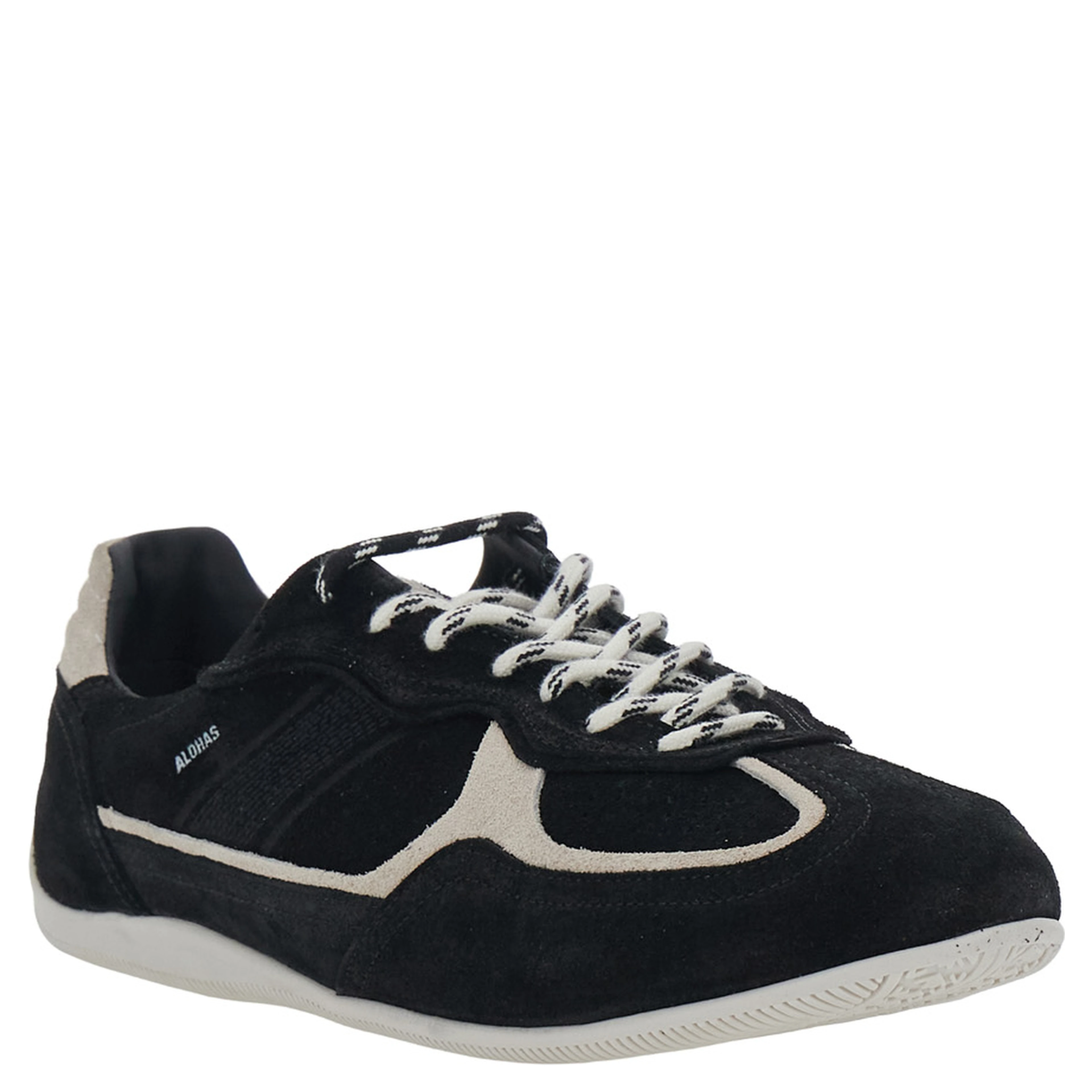 Black Low top sneakers with Contrasting details and logo patch on the tongue in suede for men