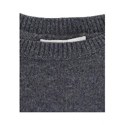 Veira Gray Sweater with Dropped shoulders and ribbed finishes in cashmere for women
