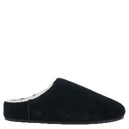 Elea Black Mule with logo on the side and faux fur lining in suede for women