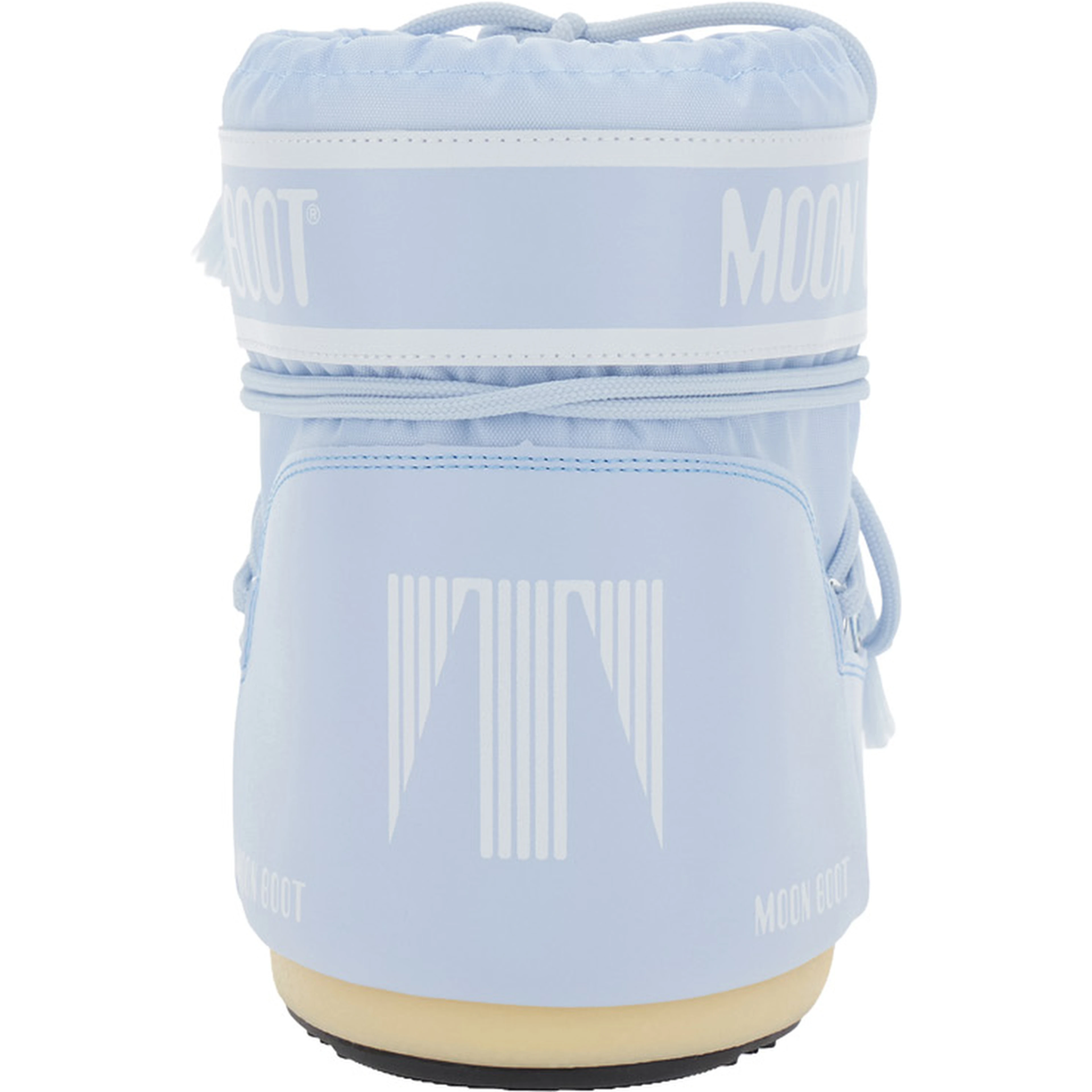 Light blue ankle boots with logo lettering and lace-up closure in tech fabric for women