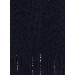 blue sweater with round neck and rhinestone details in wool and silk Blend women
