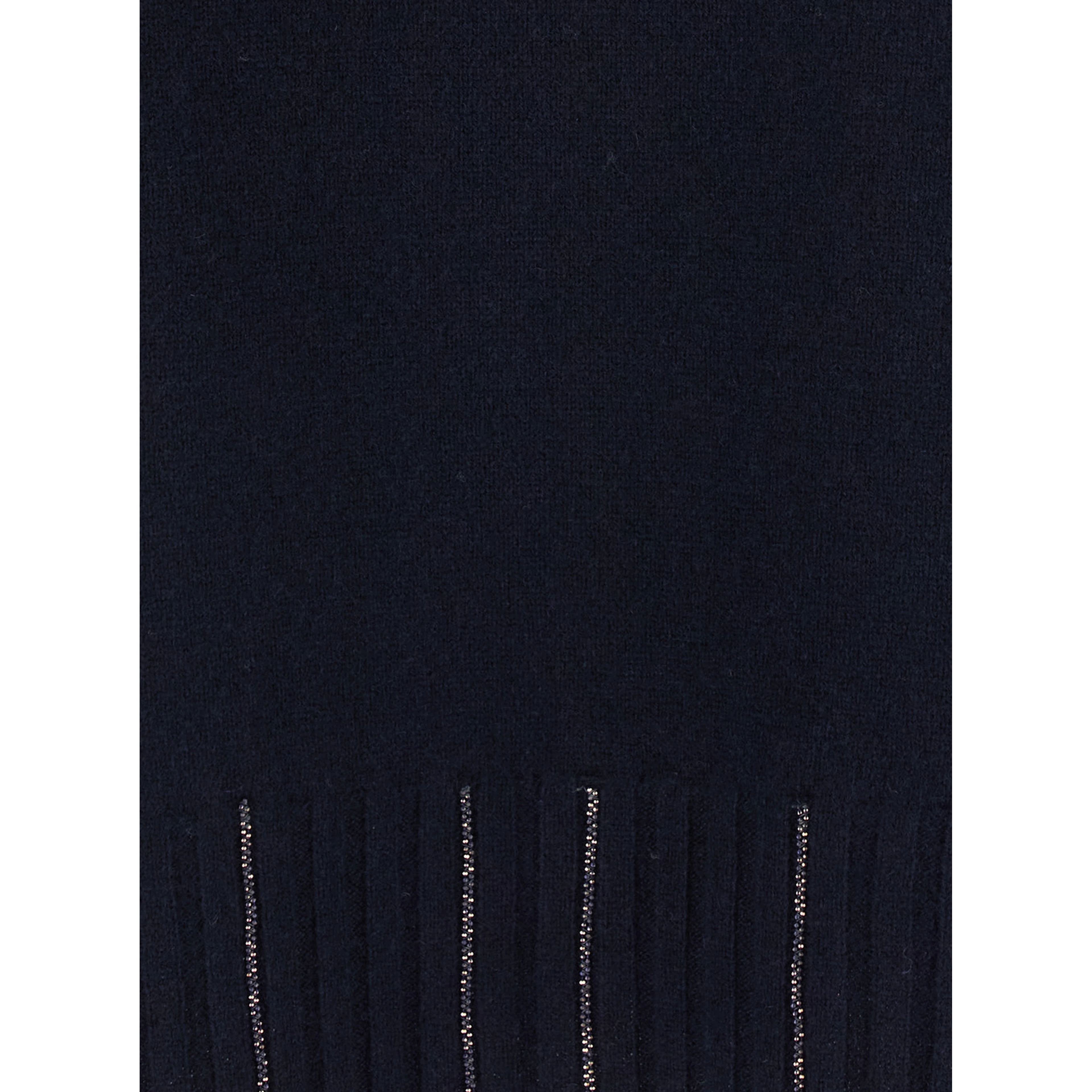 blue sweater with round neck and rhinestone details in wool and silk Blend women