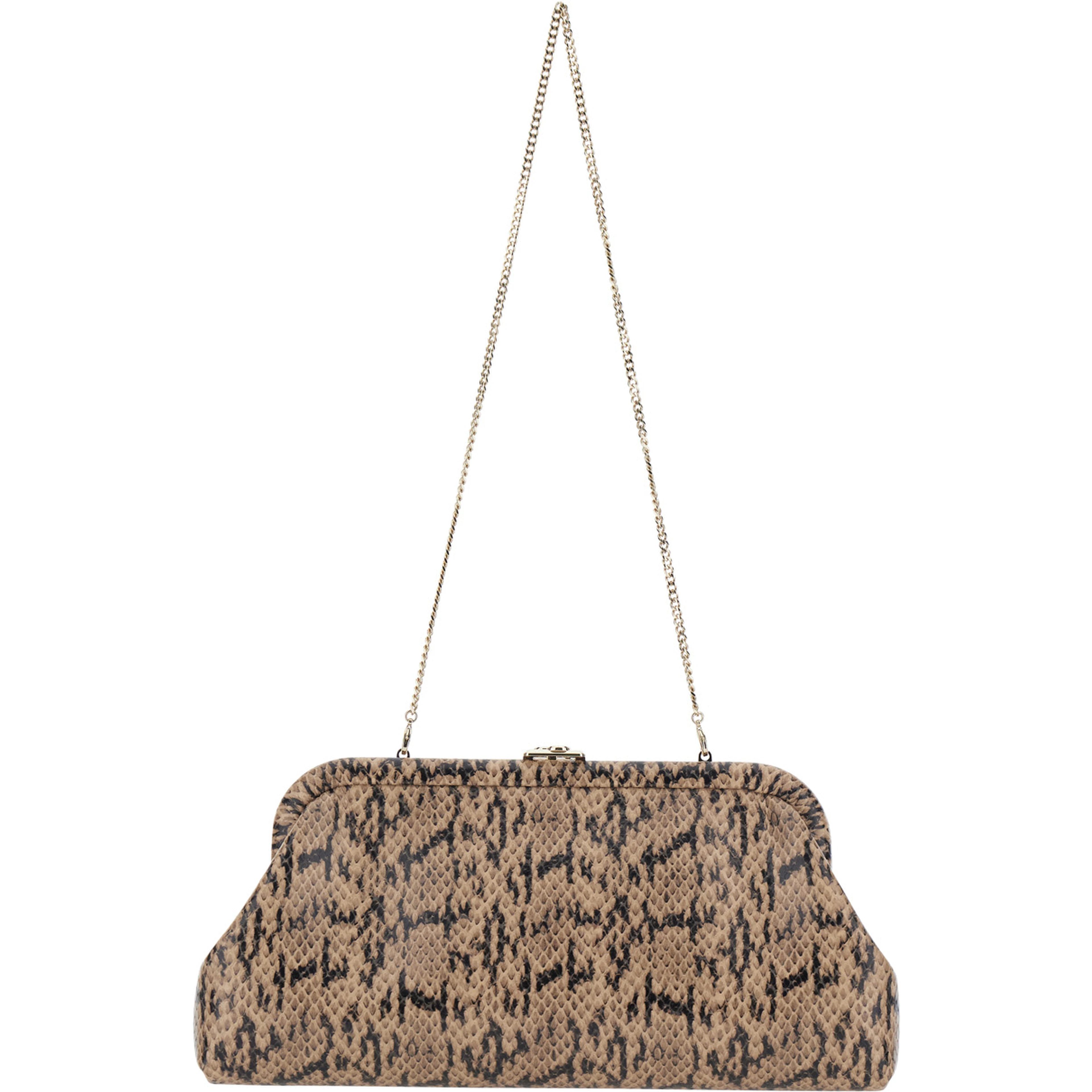 Skylar Brown Clutch with Leather Snake Motif in leather for Women