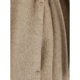 Tabarin Beige Coat with Notched Revers and Belt Closure on the Front in Wool for Women