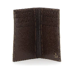 Beige Wallet with logo lettering inside in GG Canvas and Leather for Men