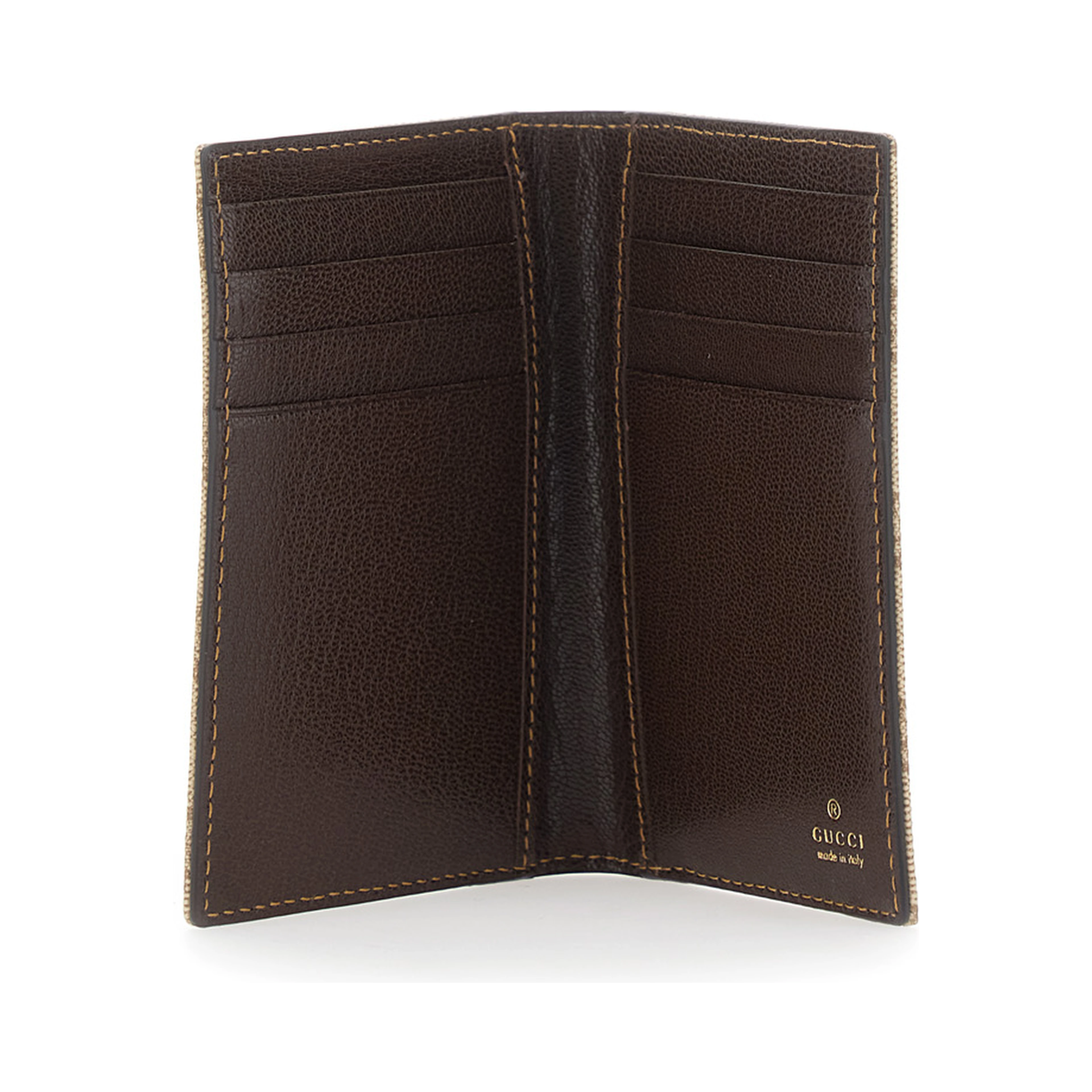 Beige Wallet with logo lettering inside in GG Canvas and Leather for Men