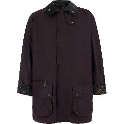 Beaufort Bordeaux Jacket with ribbed collar and cuffs with Check motif in cotton for men