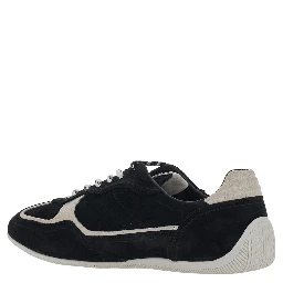 Black Low top sneakers with Contrasting details and logo patch on the tongue in suede for men