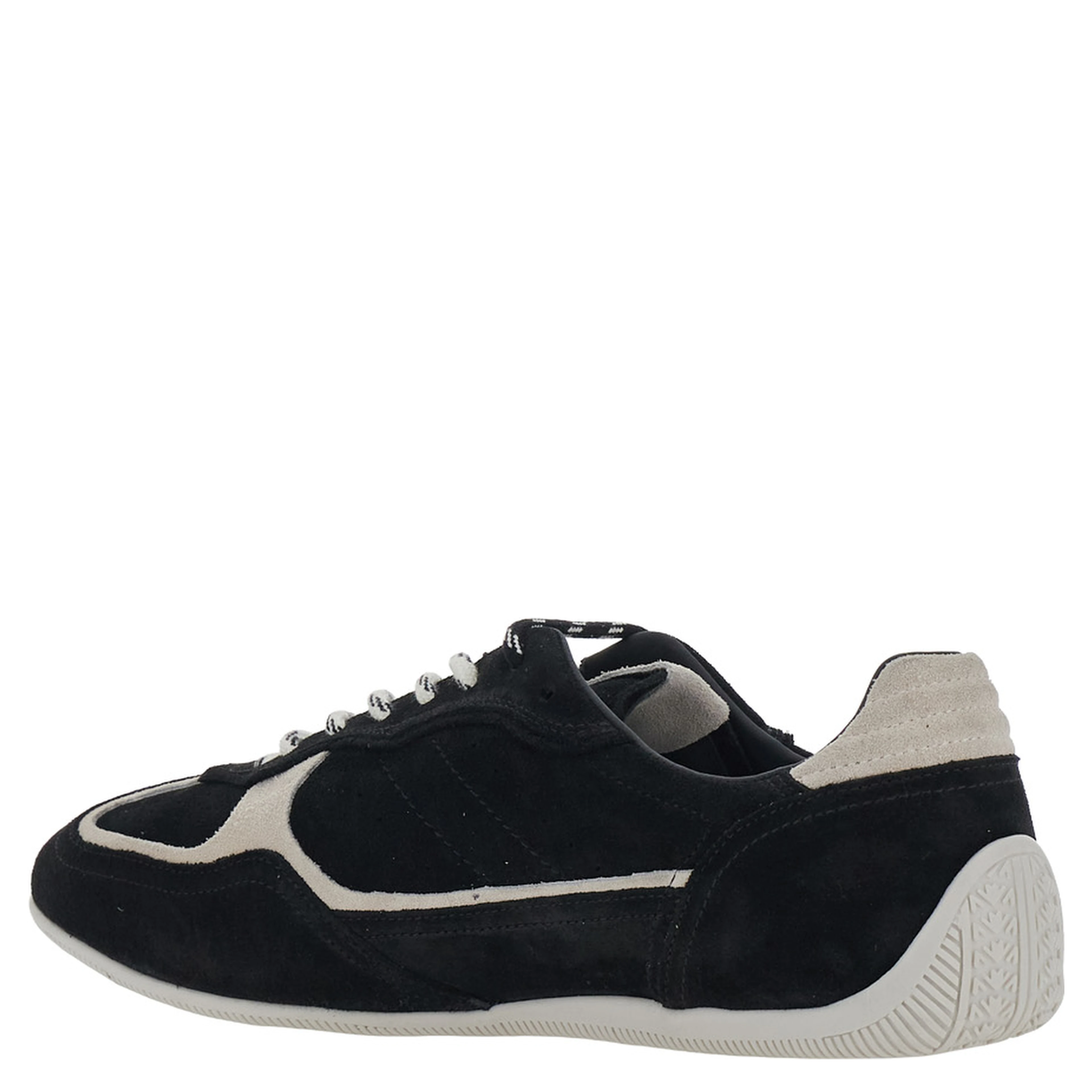 Black Low top sneakers with Contrasting details and logo patch on the tongue in suede for men