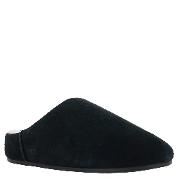 Elea Black Mule with logo on the side and faux fur lining in suede for women