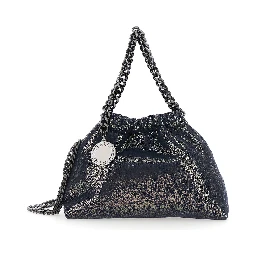 Falabella Blue Crossbody bag with drawstring closure and chain strap in ecoleather for women