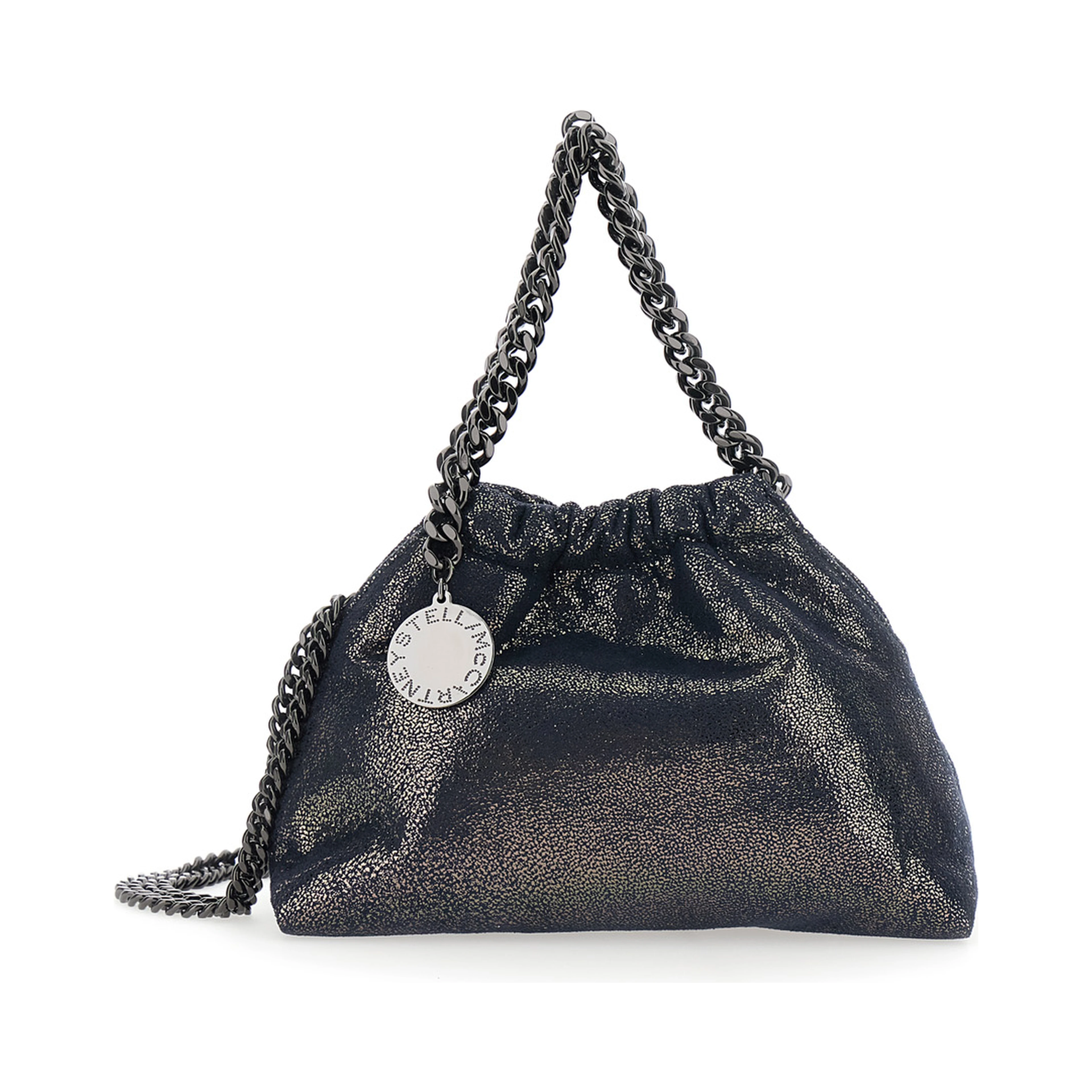 Falabella Blue Crossbody bag with drawstring closure and chain strap in ecoleather for women