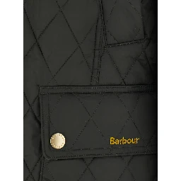 Modern Beadnell green Jacket with logo lettering and quilted design in Tech Fabric women