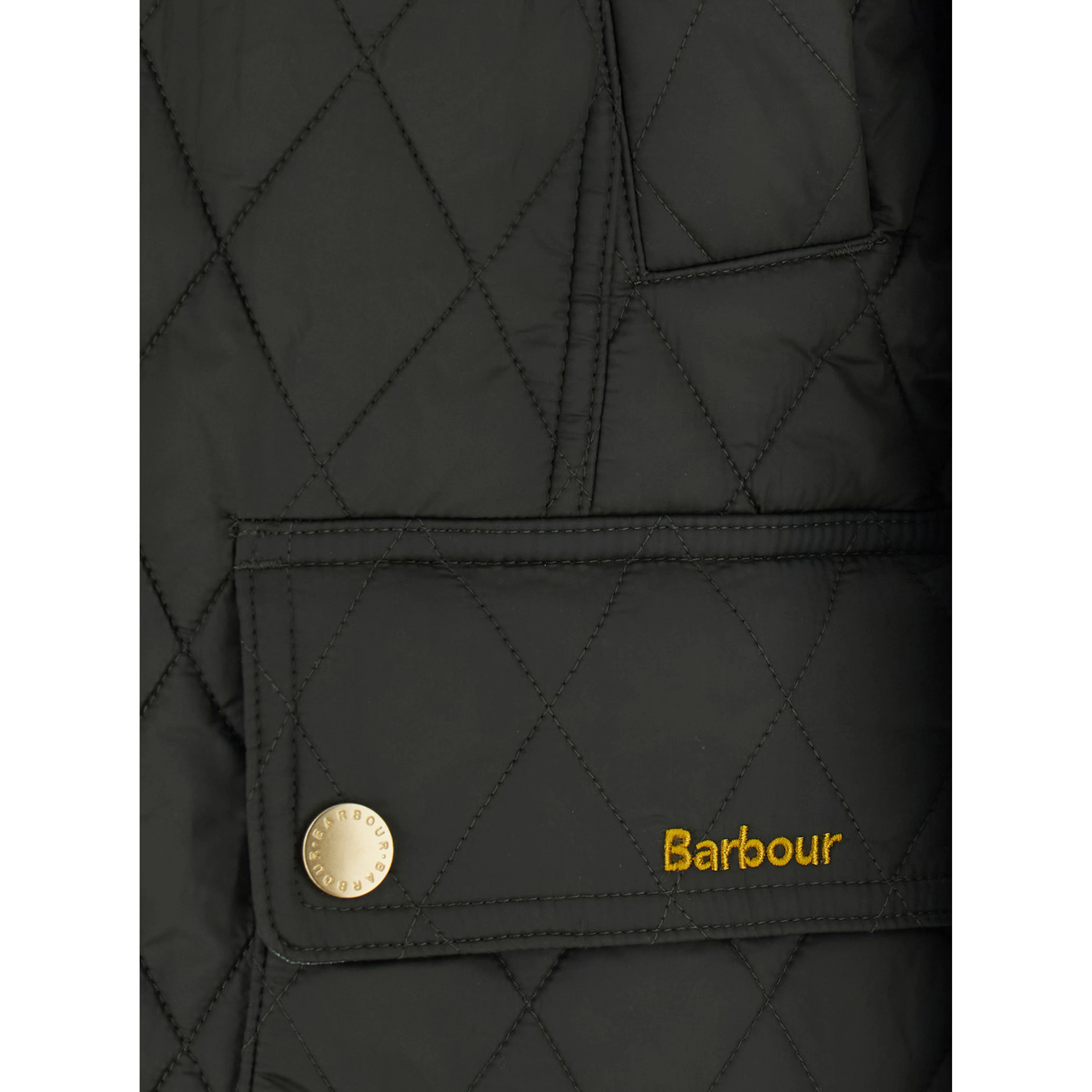 Modern Beadnell green Jacket with logo lettering and quilted design in Tech Fabric women