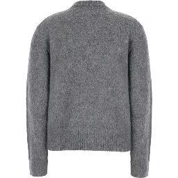 Gray Sweater with floral print and brushed effect in blend wool for women