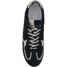 Black Low top sneakers with Contrasting details and logo patch on the tongue in suede for men