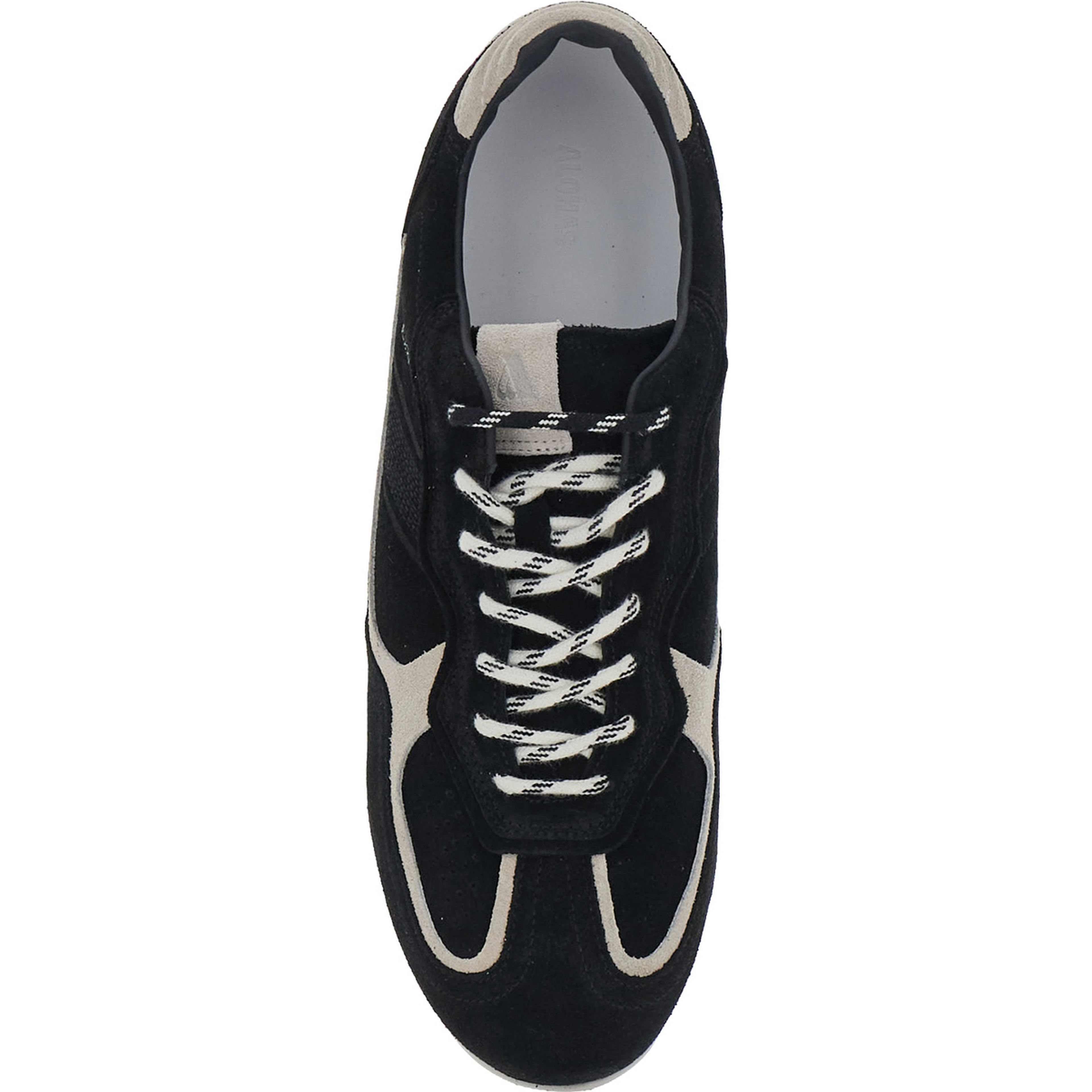 Black Low top sneakers with Contrasting details and logo patch on the tongue in suede for men