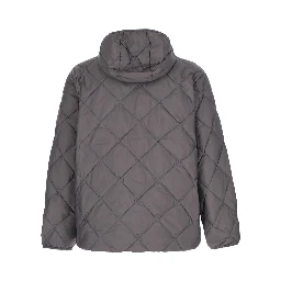 Down jacket with high collar and long sleeves in gray tech fabric unisex
