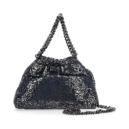 Falabella Blue Crossbody bag with drawstring closure and chain strap in ecoleather for women