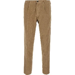 Day Off Beige Pants with Two Welt Pockets on the Back in Corduroy for Men