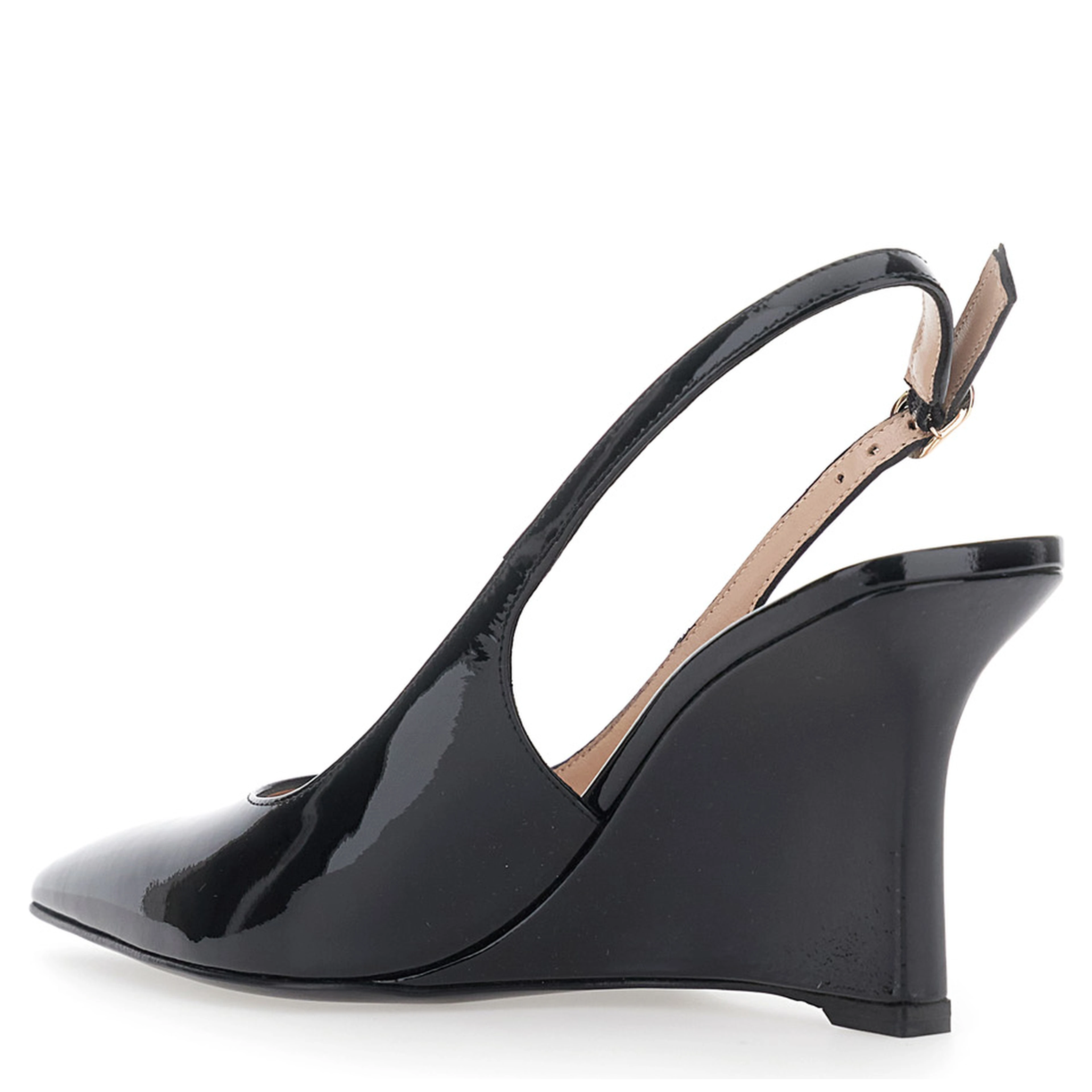 Vinnie Black Wedges with High Heel and Pointed Toe in Leather for Women