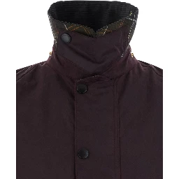 Beaufort Bordeaux Jacket with ribbed collar and cuffs with Check motif in cotton for men