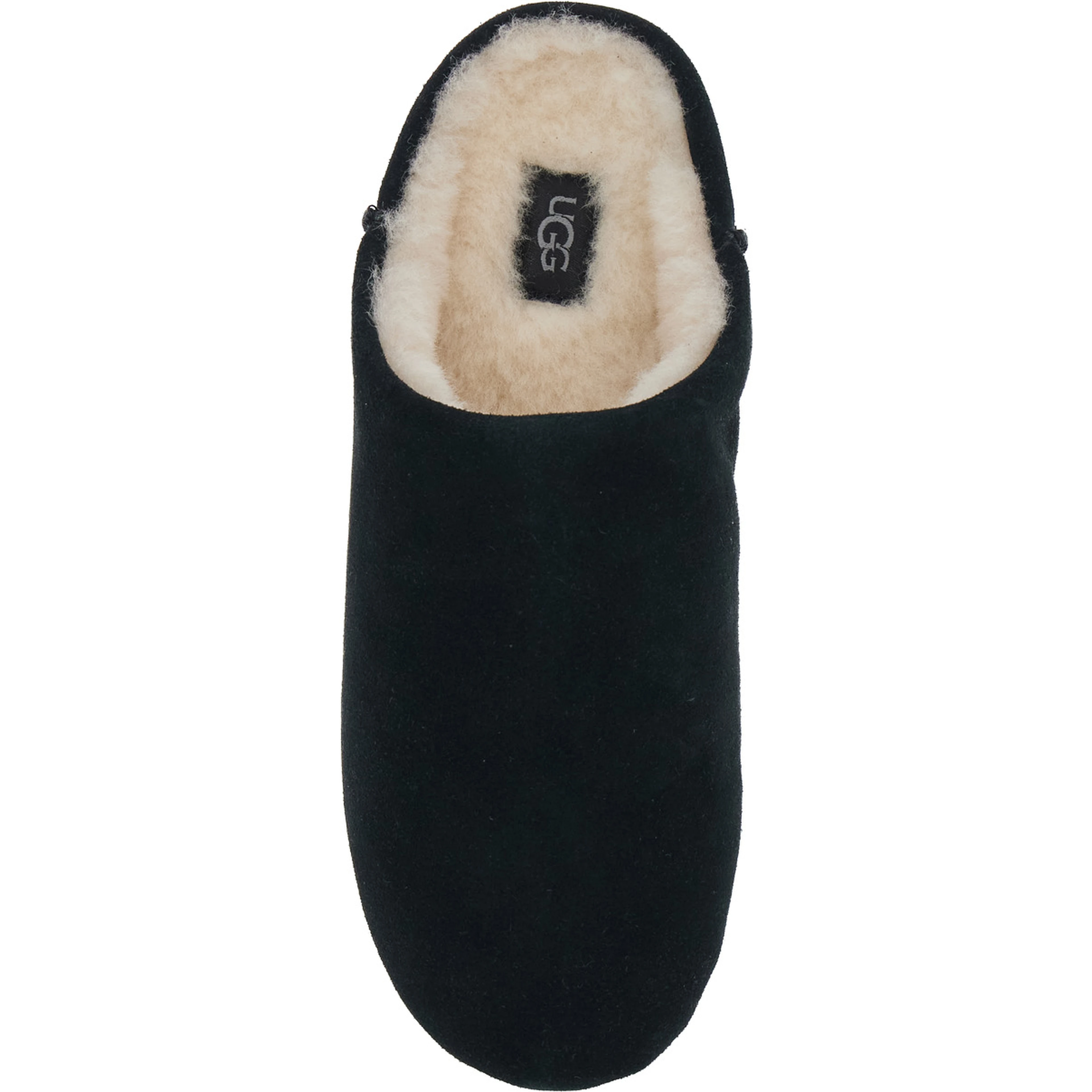 Elea Black Mule with logo on the side and faux fur lining in suede for women