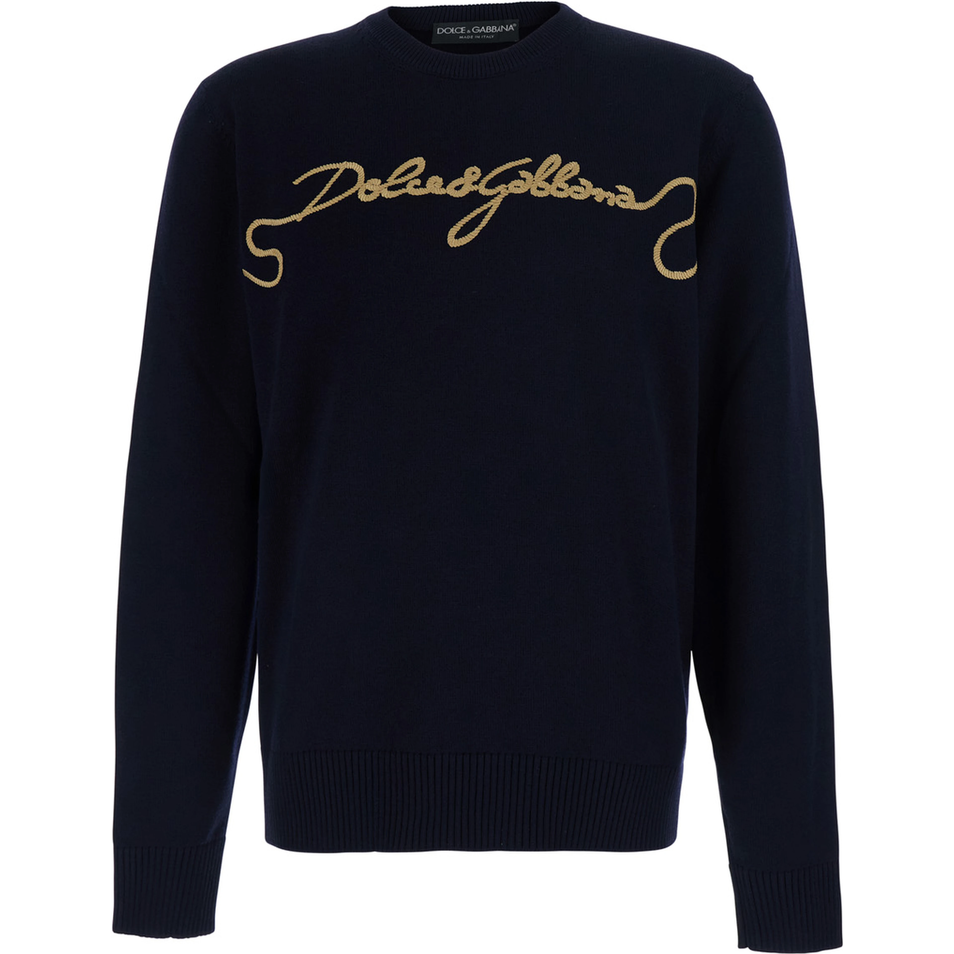 Blue Crew neck T-Shirt with logo lettering on the front in cotton for men