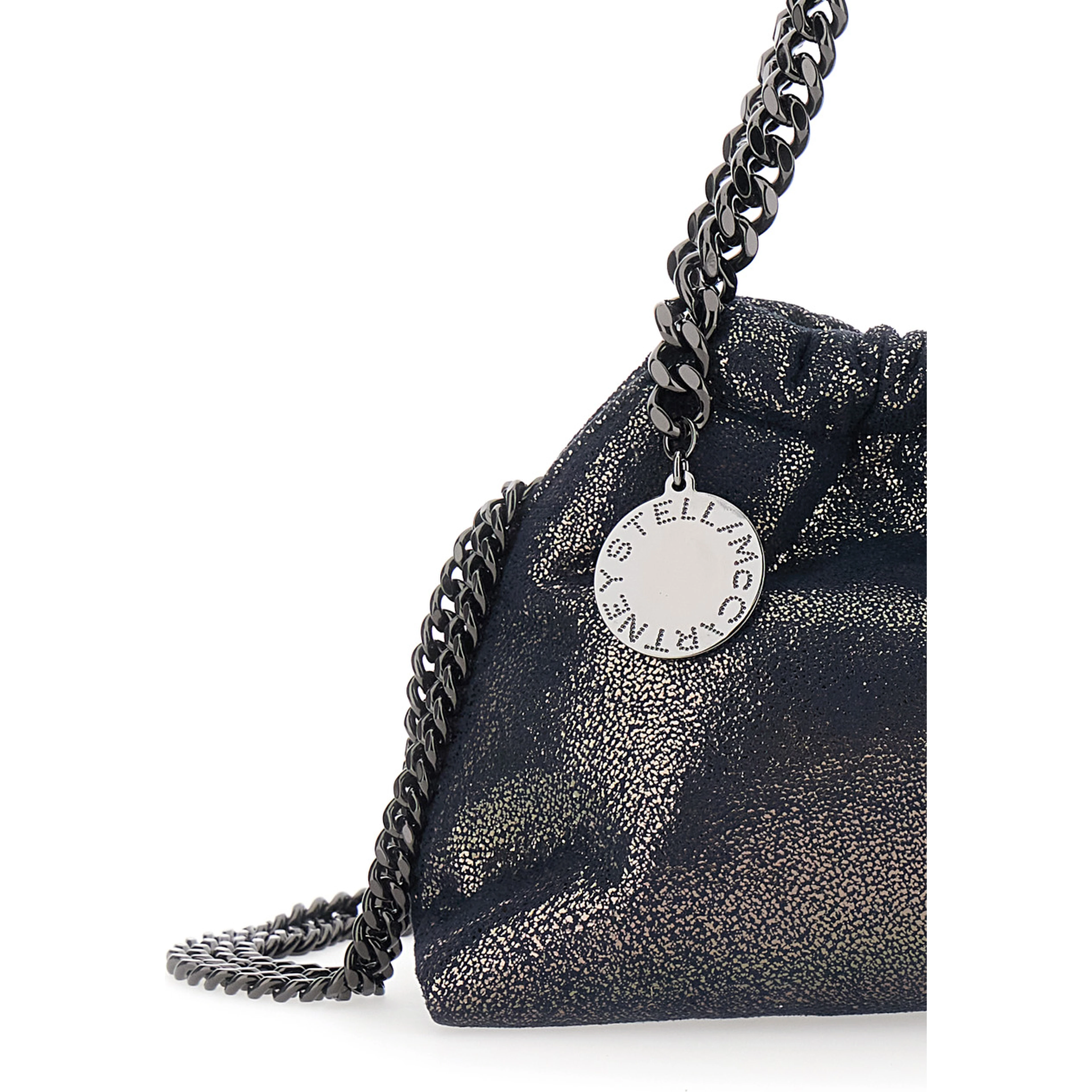 Falabella Blue Crossbody bag with drawstring closure and chain strap in ecoleather for women