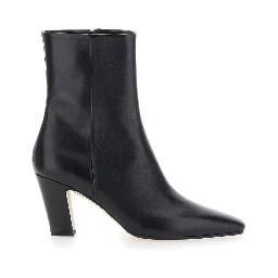 Maris Black Ankle Boots with Side Zip Closure and Medium Heel in Leather for Women