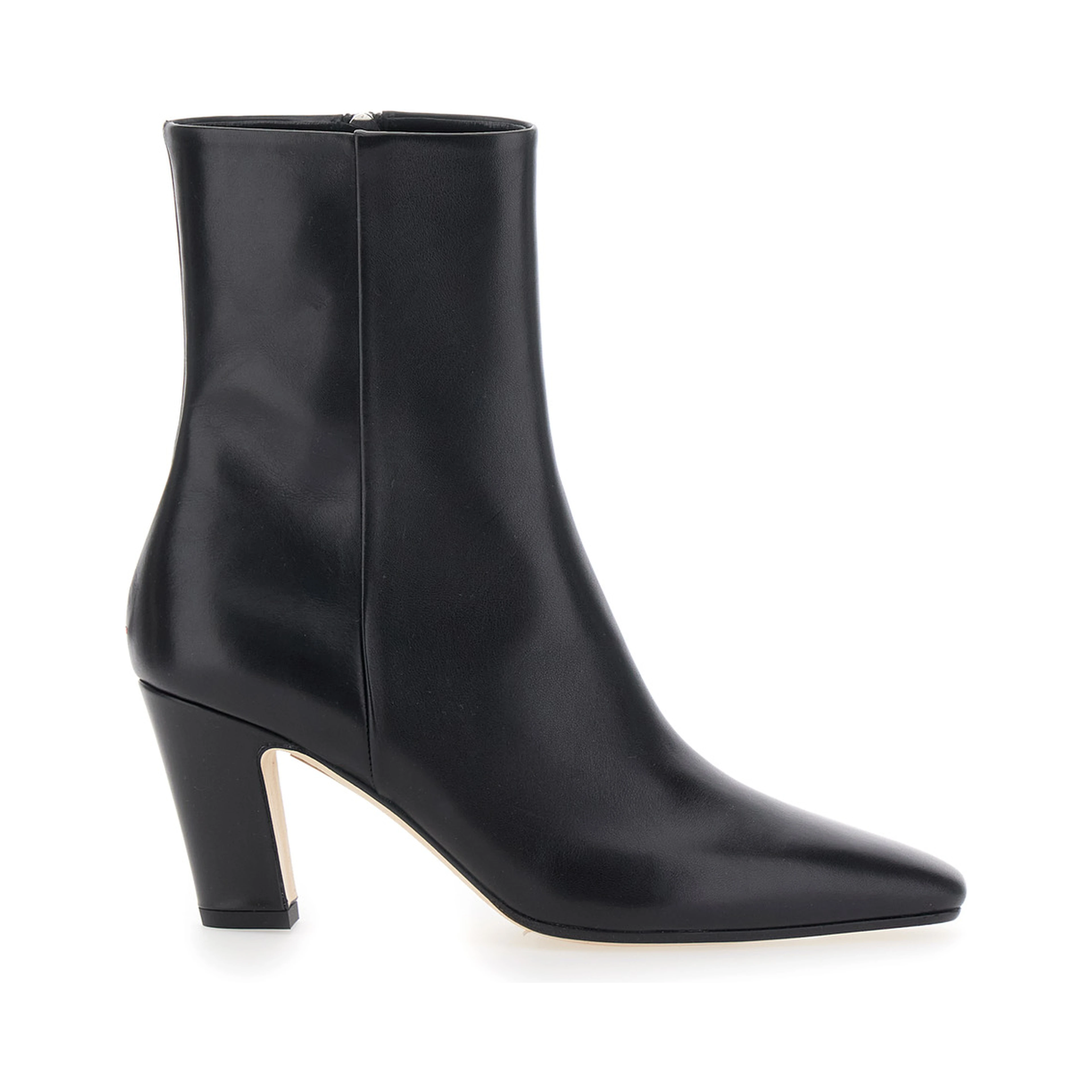 Maris Black Ankle Boots with Side Zip Closure and Medium Heel in Leather for Women