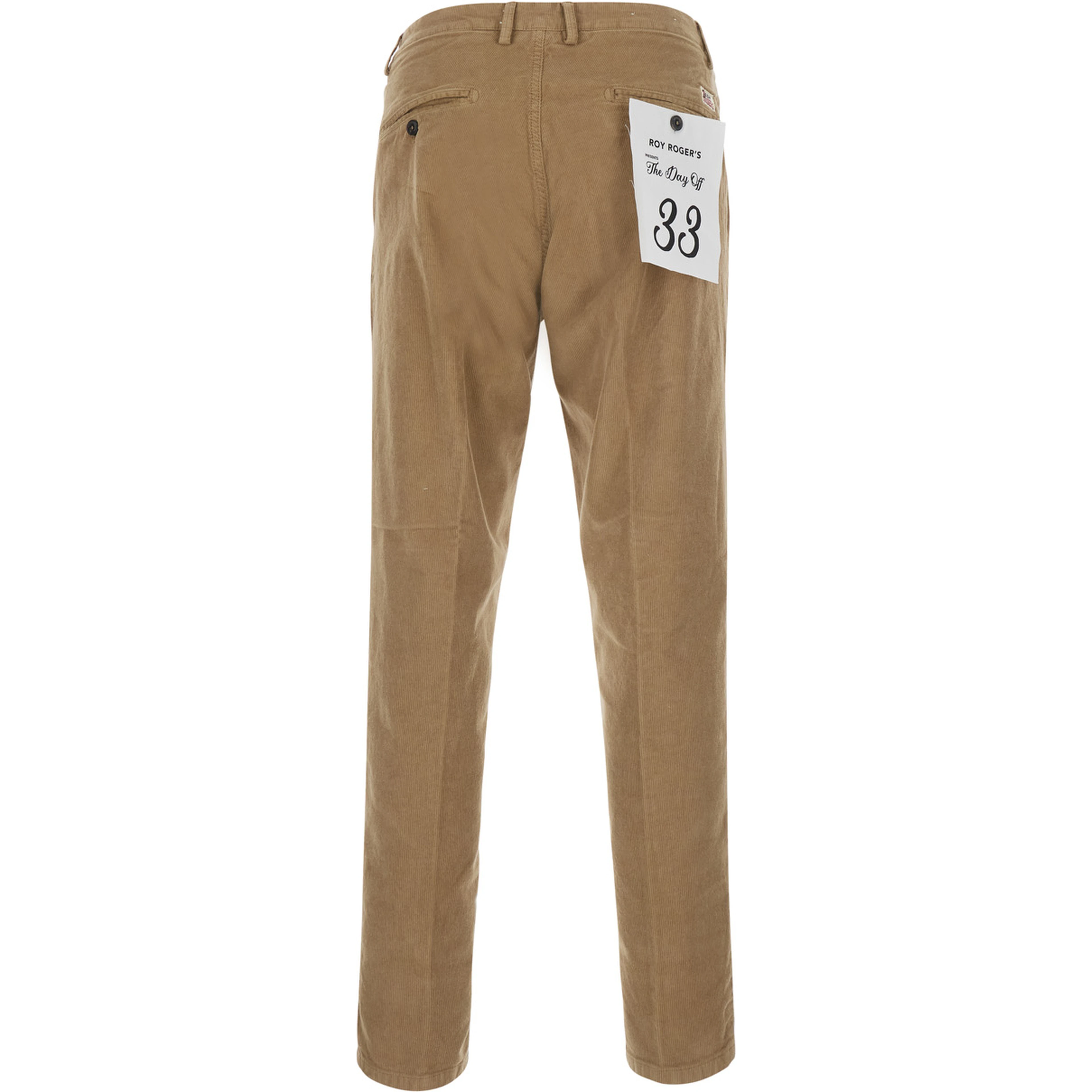 Day Off Beige Pants with Two Welt Pockets on the Back in Corduroy for Men