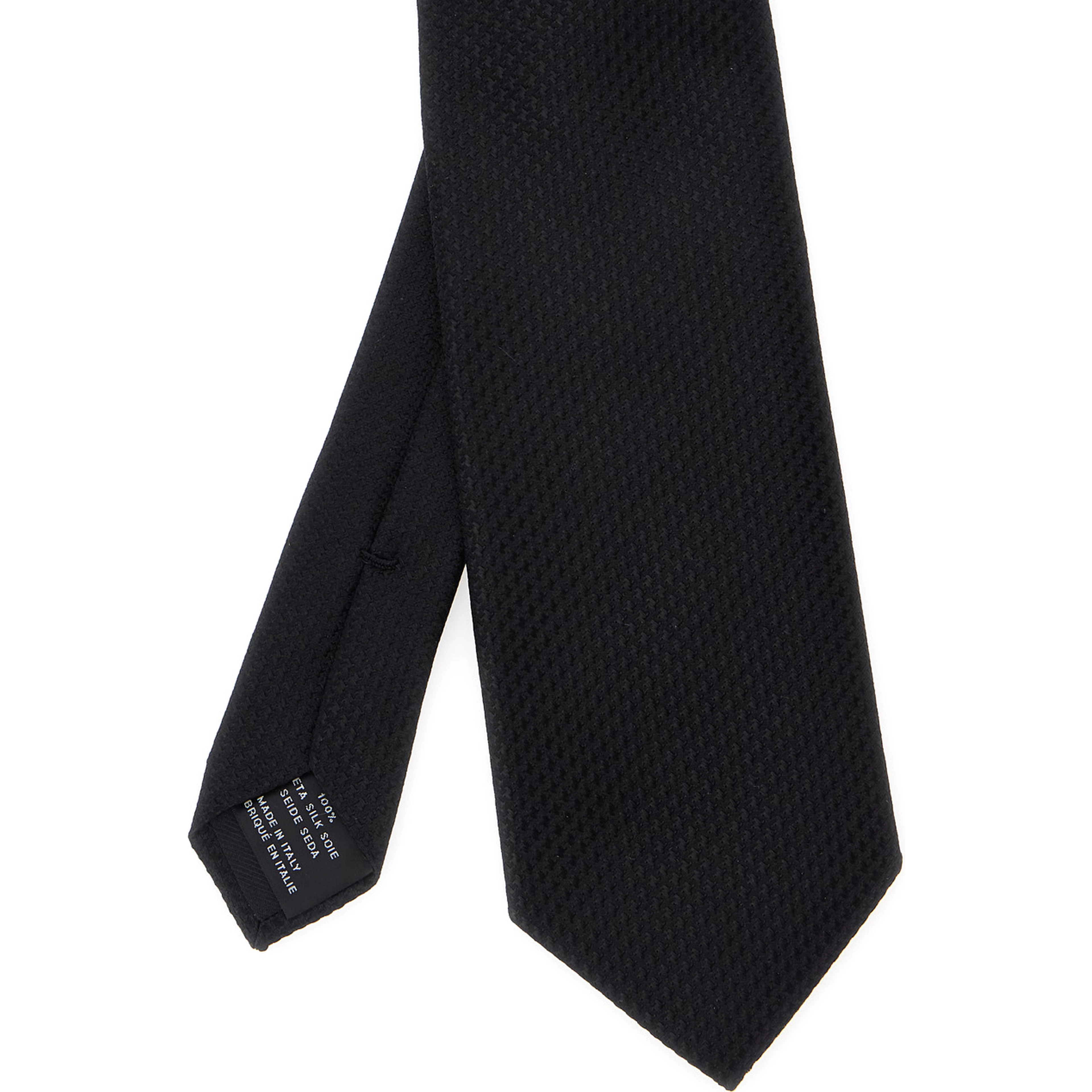 Black Tie with knot closure at the back in silk for men