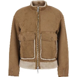 beige fur jacket with scarf collar and reversible design in Faux fur for women