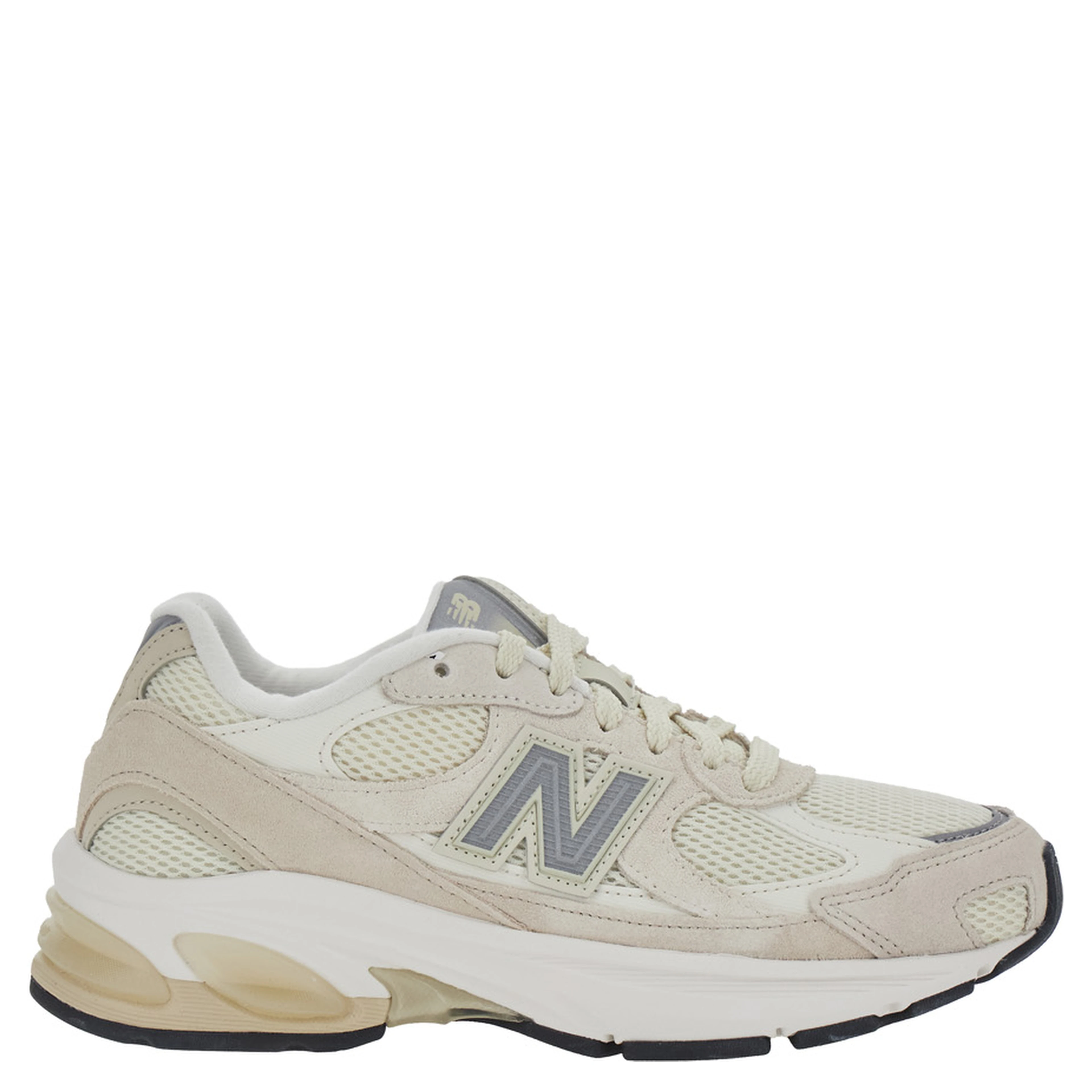 U2010 Gray Low Top Sneakers with Logo Patch on the Side in Leather and Tech Fabric Unisex