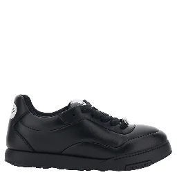 Black Low Top Sneaker with Logo Lettering on the Back and Logo Patch on the Tongue in Leather for Men
