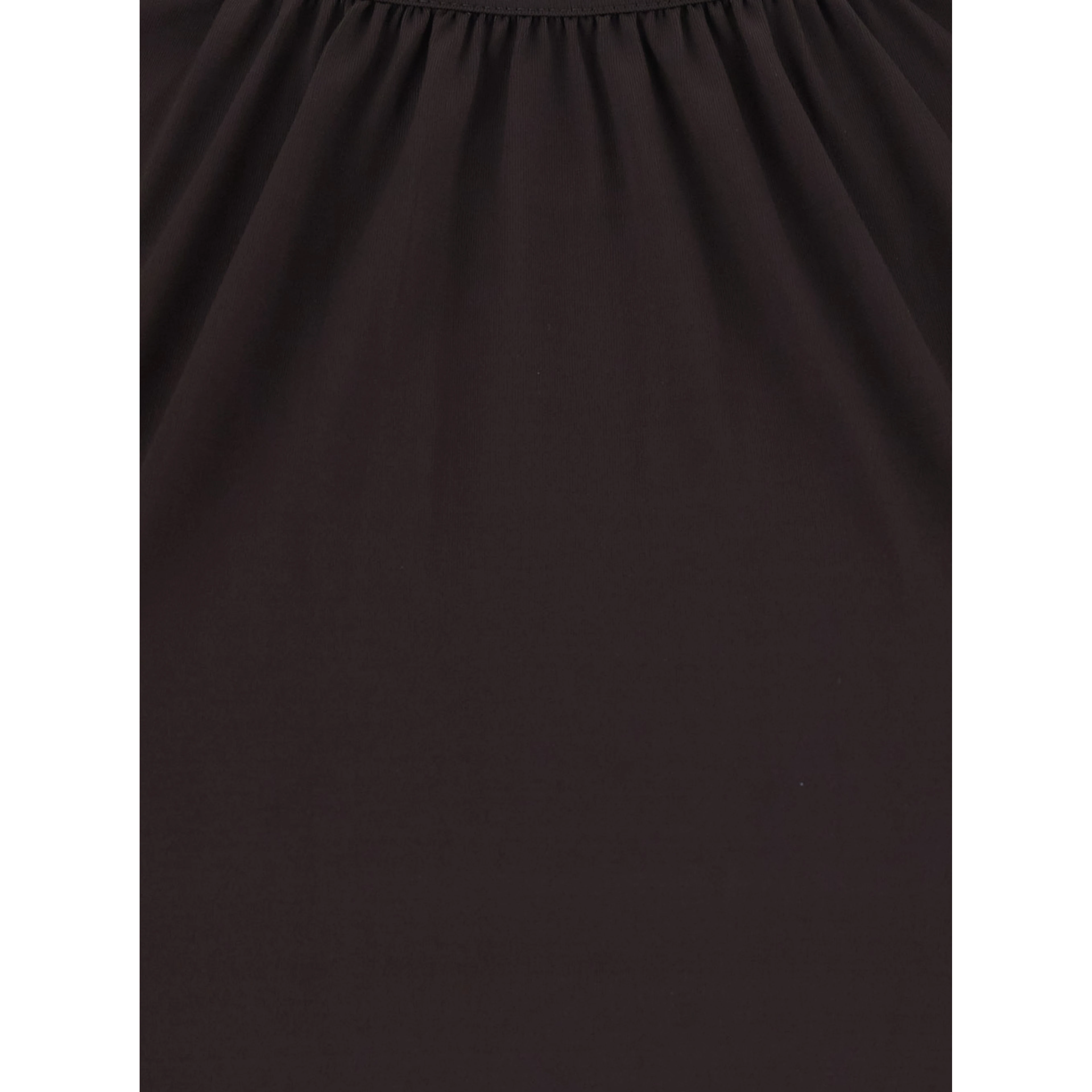 Black Crew neck dress with ruffles and flared cuffs in tech fabric for women