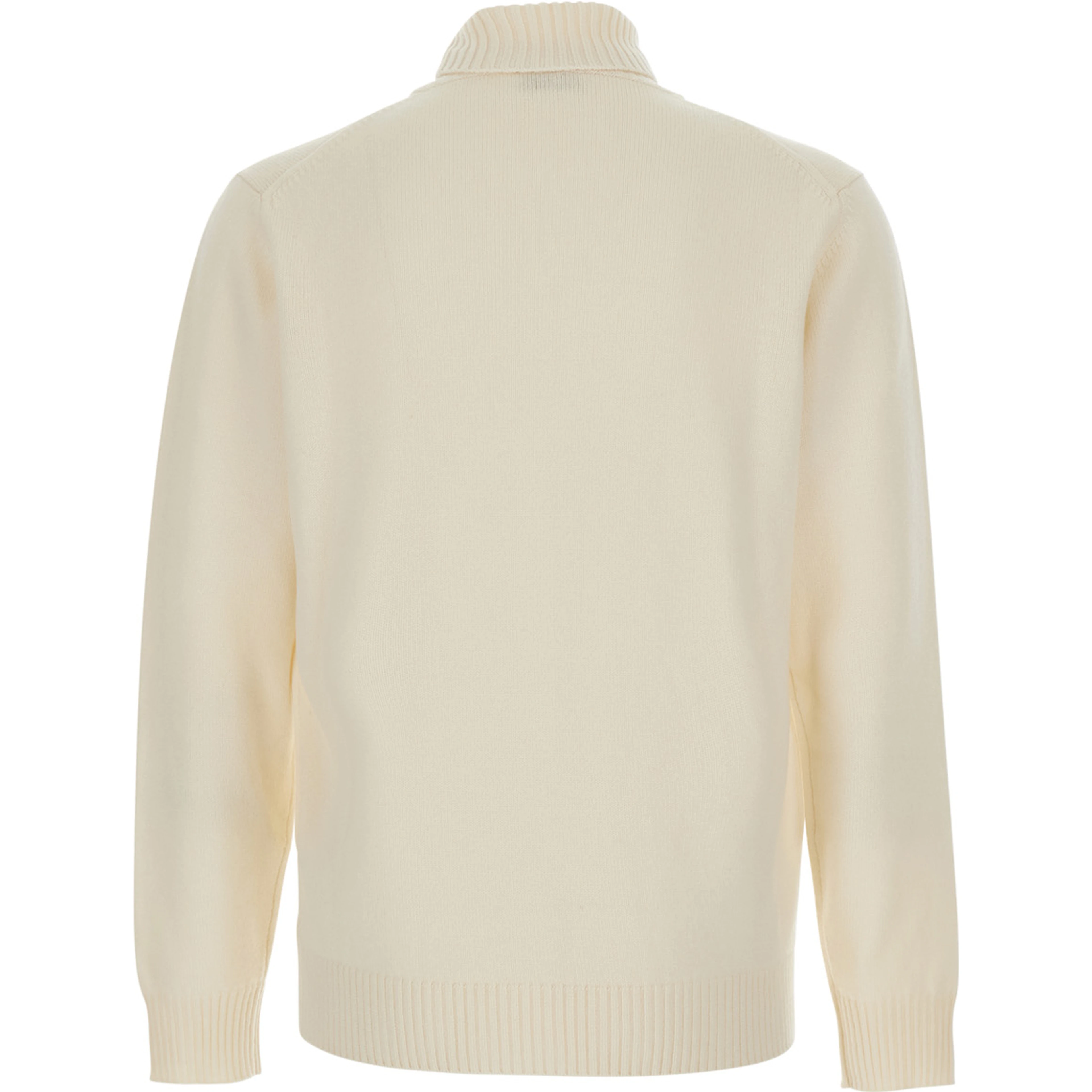 White Turtleneck sweater with ribbed finishes in wool and cashmere for men