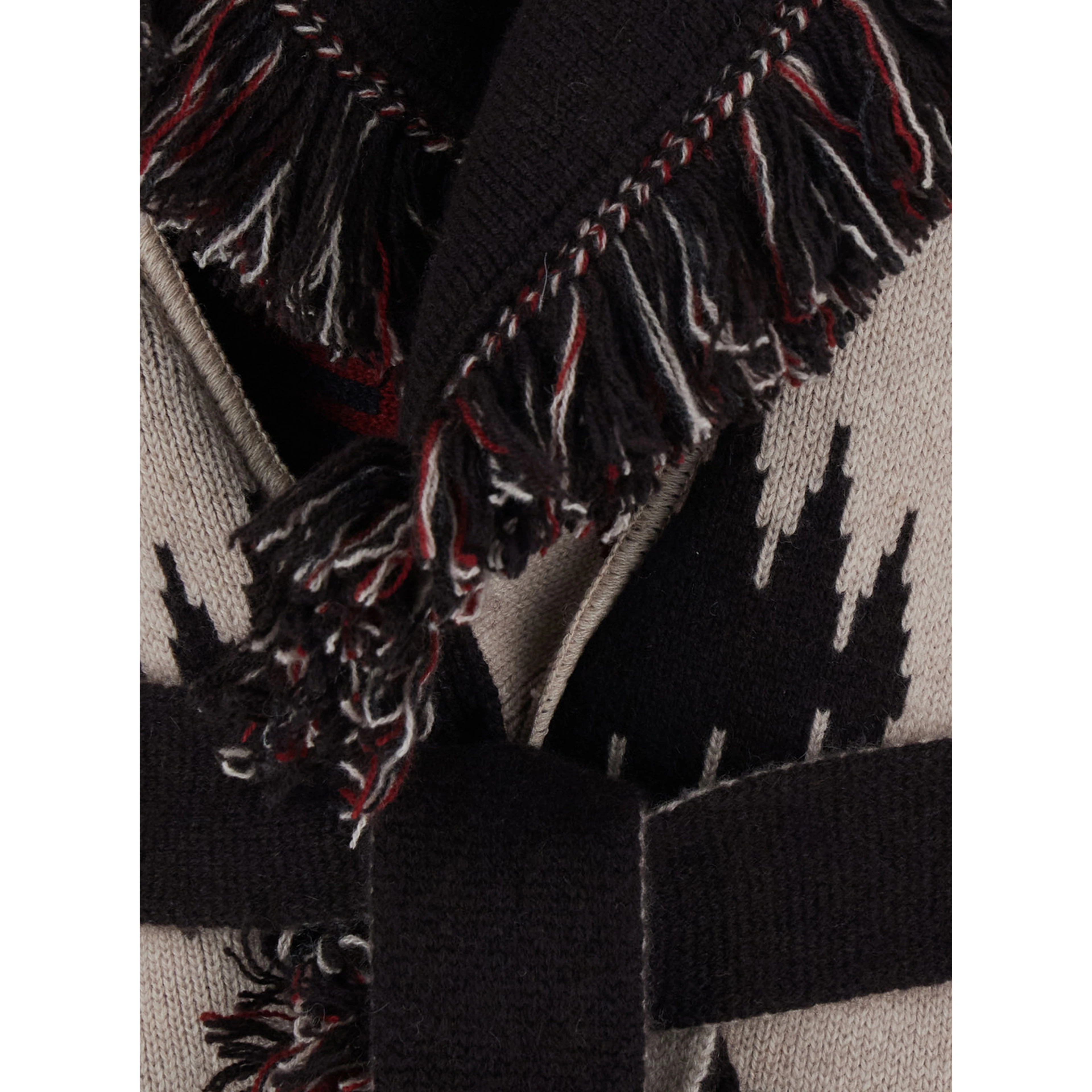 Icon Multicolor Cardigan with belt and geometric motif in cashmere for women